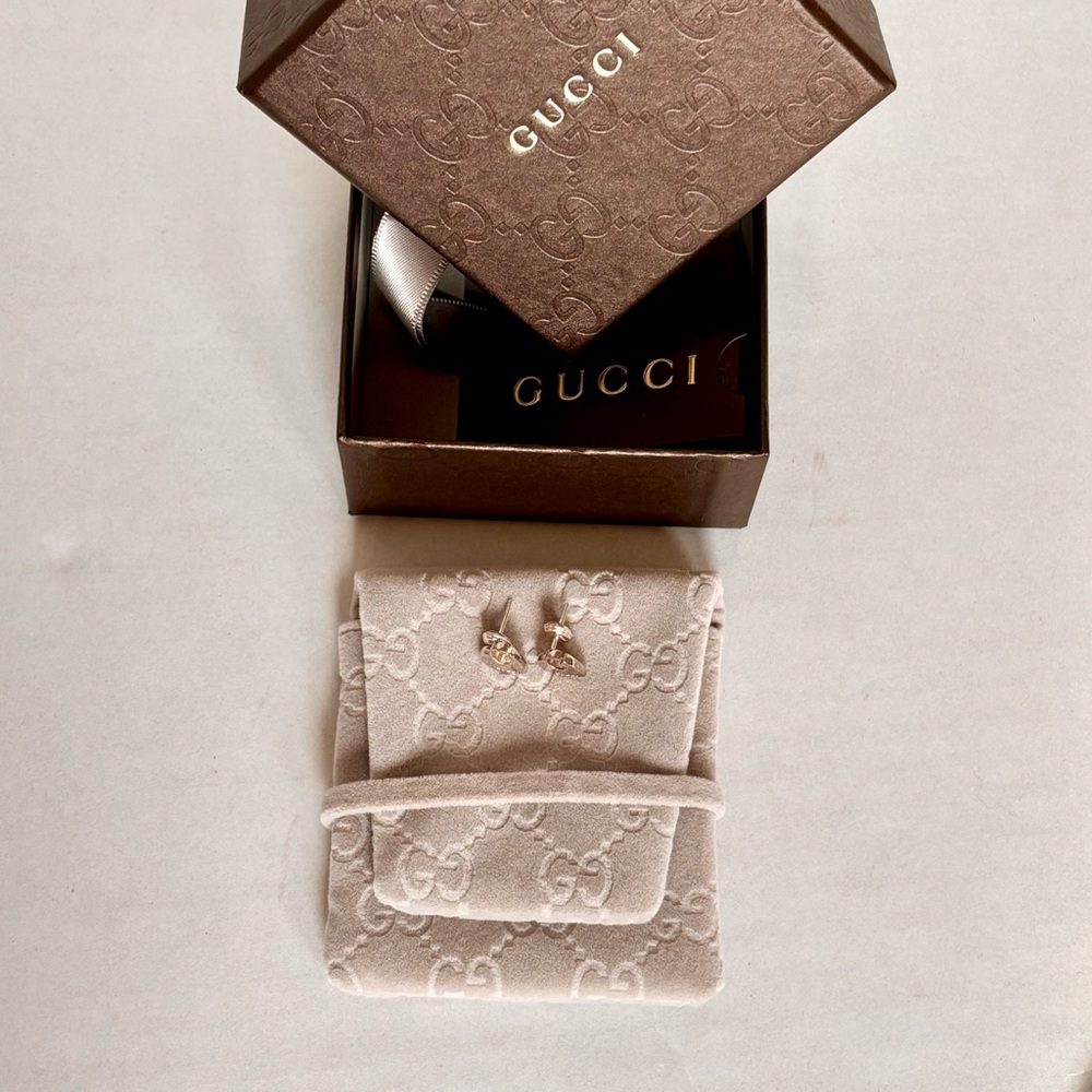 💕GUCCI Authentic G Heart Earrings💕Sterling Silver 925 Guccissima! - Picture 2 of 6